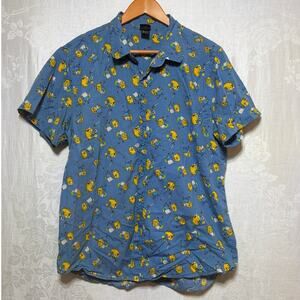Adventure Time Finn Jake Button Up XL Blue Cartoon Network Short Sleeve